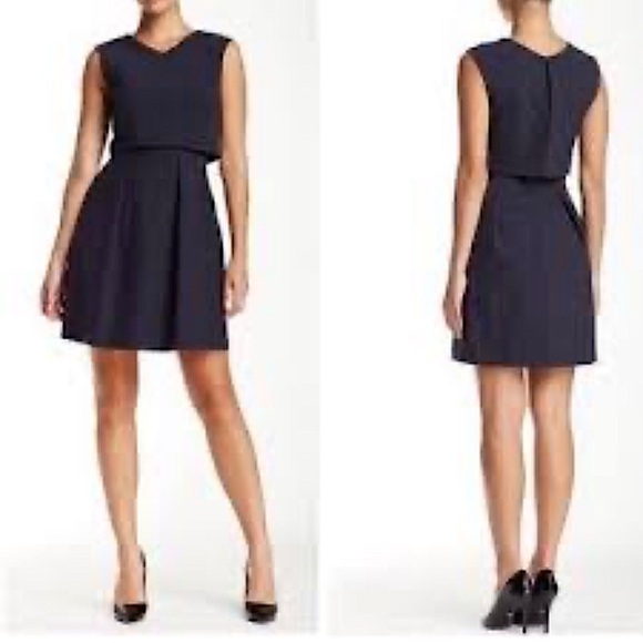 Rebecca Taylor double layer Aline navy dress size 4 sleeveless Classic - Picture 1 of 8